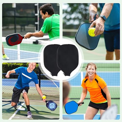 2 PCS Pickleball Paddle Covers, Durable Neoprene Universal 8.26 x 11.8Inch Zippered Racket Sleeve Storage Bag, Fits USAPA Standard Pickleball Racquets - color: Black