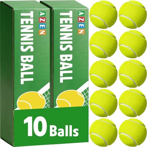 AZEN 10 Pack Tennis Balls, Premium Pressurized Tennis Balls Bulk for Dogs, Good for Beginners to Practice