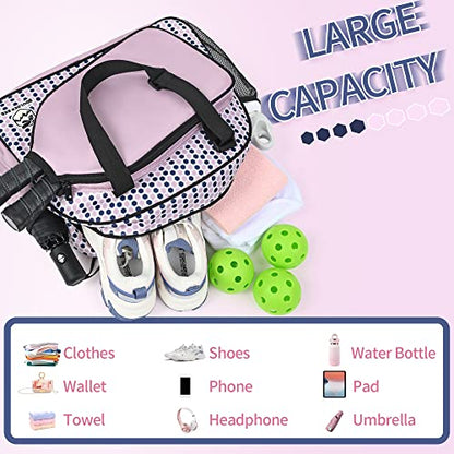 Boulder Bee Pickleball Bags, Premium Pickleball Tote Bag for Girls, Women’s Hand/Shoulder Gym Bag w Water Bottle Holder, with Pickleball Racquet/Paddle Holder - color: Pink Done