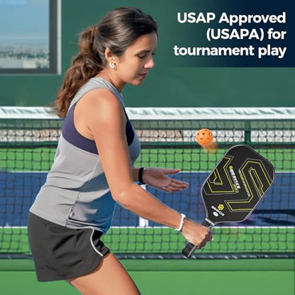 Pickleball Paddles Set of 2 USAPA Approved T700 Raw Carbon Fiber Pickleball Paddle, Friction Surface Pickleball Rackets with 4 Balls 1 Pickleball Bag, Pickle Ball Paddle Set for Men and Women - color: Golden black