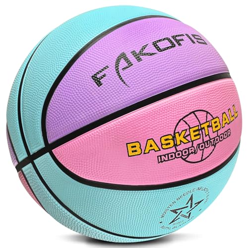 Kids Youth Basketball Size 3/4/5 (22''/25.5"/27.5") Premium Rubber Basketball for Boys Girls Age 3-14 Indoor Outdoor Pool Play (Gift for Children) - color: Blue Pink Purple, size: Size 4