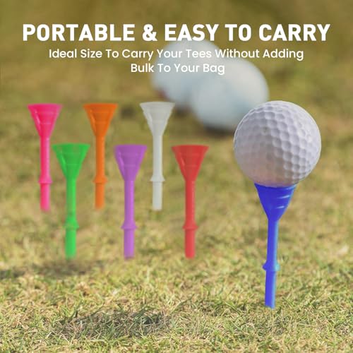 Amy Sport Golf Tees Plastic 3 1/4 inch Upgrade Unbreakable Bulk 30 Pack Reduce Friction Side Spin Durable Stable 83 mm Long Tee for Golfer Practice - color: Multicolor