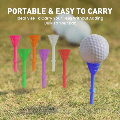 Amy Sport Golf Tees Plastic 3 1/4 inch Upgrade Unbreakable Bulk 30 Pack Reduce Friction Side Spin Durable Stable 83 mm Long Tee for Golfer Practice - color: Multicolor