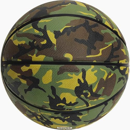 AND1 Xcelerate Rubber Basketball: Official Regulation Streetball, Made for Indoor/Outdoor Games - color: Green Camo, style: Basketball w/ Pump