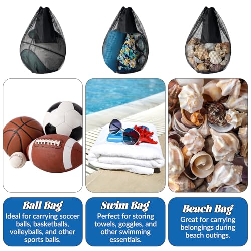 Single Ball Bags Mesh with Double Hook, Ball Storage Bag, Mesh Storage Bags with Zipper Pocket, Drawstring Sling Backpack for Soccer Basketball Football Volleyball