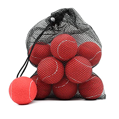 Magicorange Tennis Balls, 12 Pack Advanced Training Tennis Balls Practice Balls, Come with Mesh Bag for Easy Transport, Good for Beginner Training Ball - color: Red