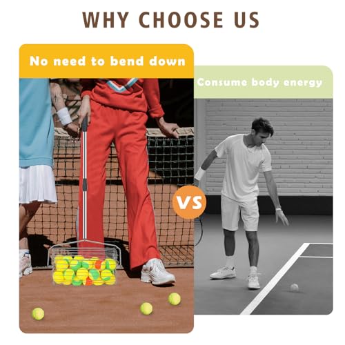 Portable Tennis Ball Picker Retractable Metal Tennis Ball Retriever Multifunction Ball Collector