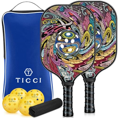 Pickleball Paddles Set of 2, USAPA Approved Fiberglass Pickleball Set with 4 Balls & Carry Bag, Lightweight Rackets for Beginners & Adults - color: Vortex 3