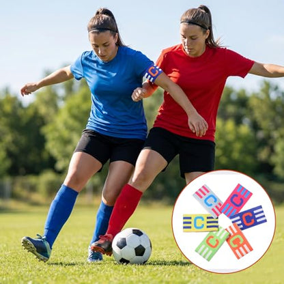 6PCS Soccer Captain Armband, Adjustable Elastic Arm Bands for Football Basketball Player, Nylon Wristband for Adult Youth