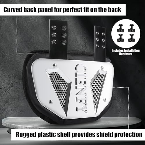 Cienfy Football Back Plate for High-Impact Protection, Universal Football Backplate for Shoulder Pads, for Youth and Adult - size: Youth, style: Silver