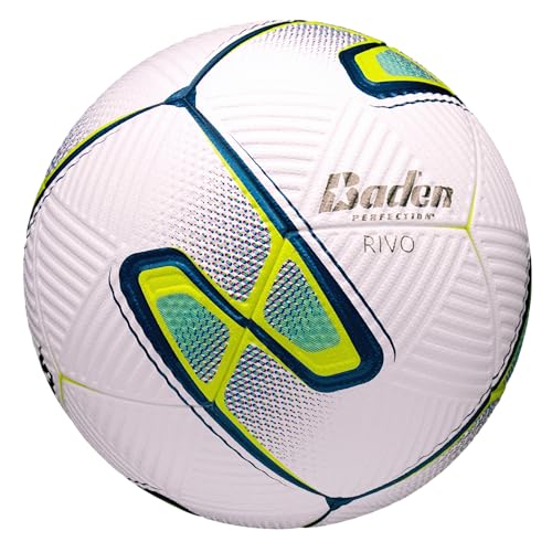 Baden | Rivo | Perfection Match Soccer Ball | Seamless 12-Panel Thermal Bonded | Soft-Touch PU + LPOE Cover with Corduroy Control Texture | Size 5