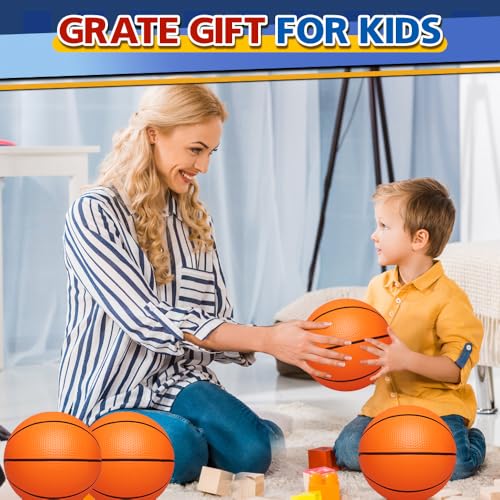 9" Mini Basketball for Indoor Mini Basketball Hoop, Replacement Basketballs Soft Ball for Inflatable Pool, Pool Beach Sandbox Outdoor Sports Gift Pack for Toddler kids Adults, 5 PCS (with Pump)