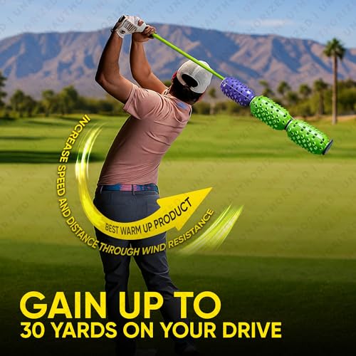 Aero Whip Shaft Tempo and Speed Golf Trainer, Flexible Shaft for Golf Training Aid, Great Golf Warm Up Tool, Swing Speed Air Resistance Training, Gain Up to 30 Yards On Your Drive - color: Yellow and Purple