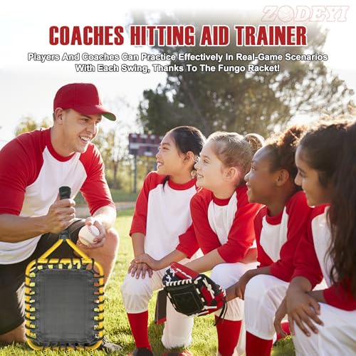 Baseball Racket for Fly Balls, Grounders, and Line Drives - Softball/Baseball Fungo Bat for Coaches and Parents to Help with Auxiliary Training - Attach a Racket Bag and Winding Tape - color: Yellow