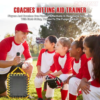 Baseball Racket for Fly Balls, Grounders, and Line Drives - Softball/Baseball Fungo Bat for Coaches and Parents to Help with Auxiliary Training - Attach a Racket Bag and Winding Tape - color: Yellow