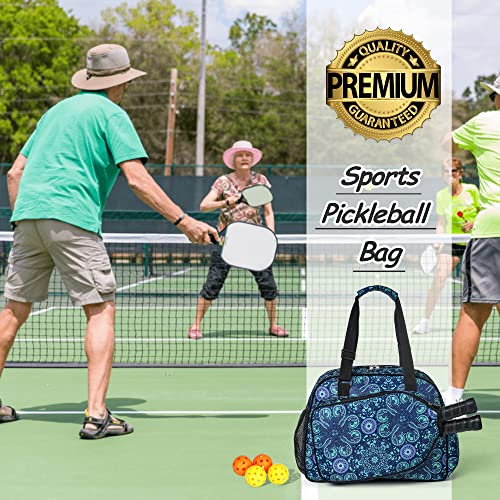 Boulder Bee Pickleball Bags, Premium Pickleball Tote Bag for Girls, Women’s Hand/Shoulder Gym Bag w Water Bottle Holder, with Pickleball Racquet/Paddle Holder - color: Blue