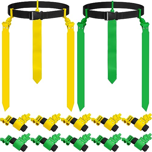 Hungdao 10/12 Players Flag Football Belts and Flags Adjustable Football Belts for Kids Teens Adults Team Training Sport Event - color: Yellow, Green