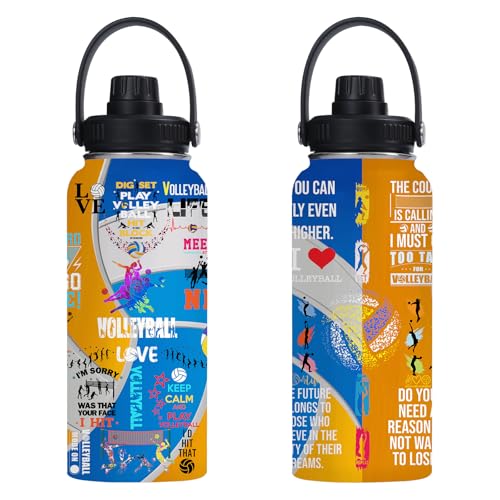 Volleyball Water Bottle 32oz Volleyball Stainless Steel Tumbler Volleyball Insulated Bottles For Men Women Volleyball Gifts For Volleyball Lover Player Fan Coach - color: Volleyball