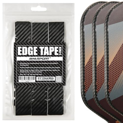 PICKLETECH Pickleball Paddle Protection Tape - 3K PU Interwoven Texture - Paddle Head Edge Guard - Racket Edge Protection Tape -Fit Perfectly Curved Edge -No Wrinkling - color: 3K Black, size: Width 20mm