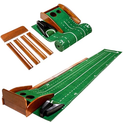 Golf Putting Green Indoor Outdoor Putting Matt with Automatic Ball Return Practice Mat for Home, Office, Backyard - Gifts for Men 118 * 18 in