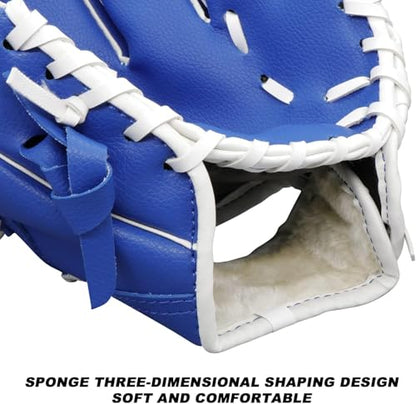 Baseball Glove for Adults & Youth | 10.5-12.5 Inch Training Outfield Mitt | Premium Synthetic Leather | Right-Hand Throw Baseball Softball - color: Blue White, size: 10.5 inch