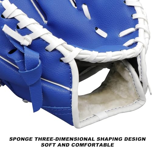 Baseball Glove for Adults & Youth | 10.5-12.5 Inch Training Outfield Mitt | Premium Synthetic Leather | Right-Hand Throw Baseball Softball - color: Blue, size: 12.5 inch