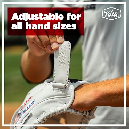 Valle Eagle 975S Strap-Back Infield Baseball Glove I Web – Sure Catch, Made with Soft Steer Hide Leather - Advanced Training & Practice Mitt for Youth, Boys & Girls – White, 9.75”