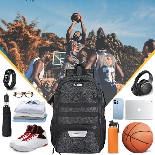 Goloni Basketball Backpack,Large Basketball Bag with Ball Compartment & Shoe Compartment,Sports Bag Fit Volleyball, soccer - color: Black