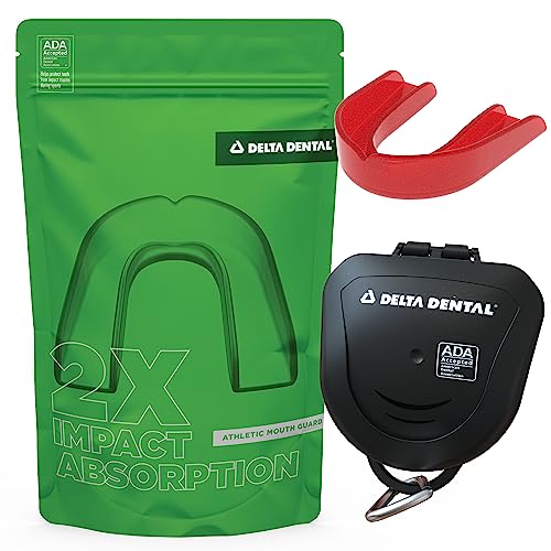 Delta Dental Athletic Sports Mouth Guard - ADA Accepted - 2X The Impact Absorption - Works with Braces 1 Pack No Strap (Adult, Red No Strap) - color: Red, size: Adult