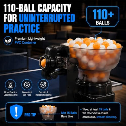 Table Tennis Machine with Single Double Bounce Modes, Automatic Ping Pong Training Robot, Fixed Dropping Serve Launcher for Skill Development and Fitness