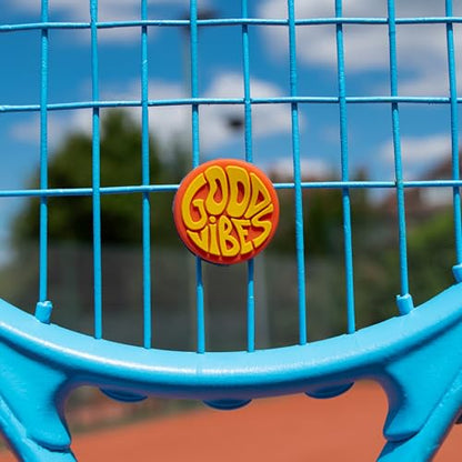Get A Grip Tennis Dampeners – Vibration Dampener for Tennis Rackets – Shock Absorbing, Reduce String Vibration & Improve Feel – Fun, Colourful, Retro Designs – Tennis Accessories Gift - color: Good Vibes Only