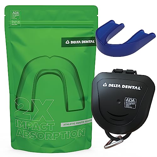 Delta Dental Athletic Sports Mouth Guard - ADA Accepted - 2X The Impact Absorption - Works with Braces 1 Pack No Strap (Adult, Navy No Strap) - color: Navy, size: Adult