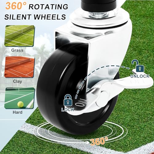 Extra Large Tennis Ball Hopper, Holds 200 Balls, Foldable Tennis Ball Basket with Wheels & Removable Bag, Lightweight Pickleball Caddy Cart for Baseball/Softball, for Training/Teaching, Black