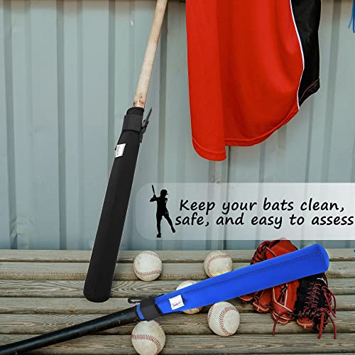 ILHSTY Bat Protector Sleeve for Baseball & Softball, Bat Warmer & Cover With Hook - color: Black, Blue