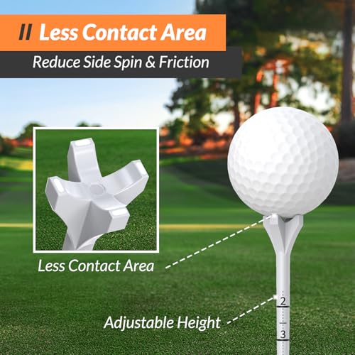 Plastic Golf Tees, 150 Pack (130 Driver Tees + 20 Iron/Hybrid Tees), Low Friction & Resistance, Top Golf Gifts for Men & Unique Golf Gifts for Golfers - color: White(3-1/4'', 130pcs) & White(1-1/2'', 20pcs), Plastic