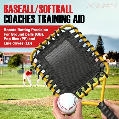 Baseball Racket for Fly Balls, Grounders, and Line Drives - Softball/Baseball Fungo Bat for Coaches and Parents to Help with Auxiliary Training - Attach a Racket Bag and Winding Tape - color: Yellow