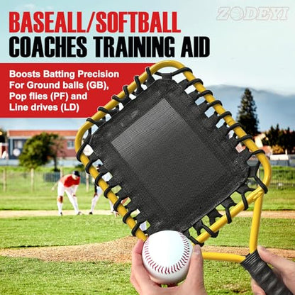 Baseball Racket for Fly Balls, Grounders, and Line Drives - Softball/Baseball Fungo Bat for Coaches and Parents to Help with Auxiliary Training - Attach a Racket Bag and Winding Tape - color: Yellow