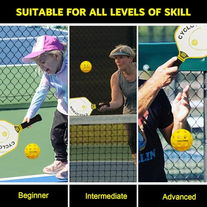 cyclotron 6-Pack Premium Pickleball Balls - USAP Approved, 40 Holes Outdoor/Indoor Pickle Balls with Bag, Perfectly Balanced, High Bounce True Flight, Pickle Ball for Tournament Play - color: yellow