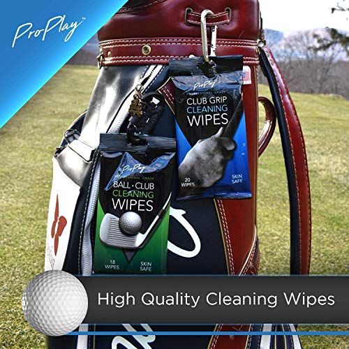 ProPlay Club Grip Cleaning Wipes | Powerful Cleaner Removes Grime, Dirt, and Sweat | Restore Tackiness of Golf Club Grips | Convenient, Resealable Pack - Unscented 8 Pack - size: 20 Count (Pack of 8)
