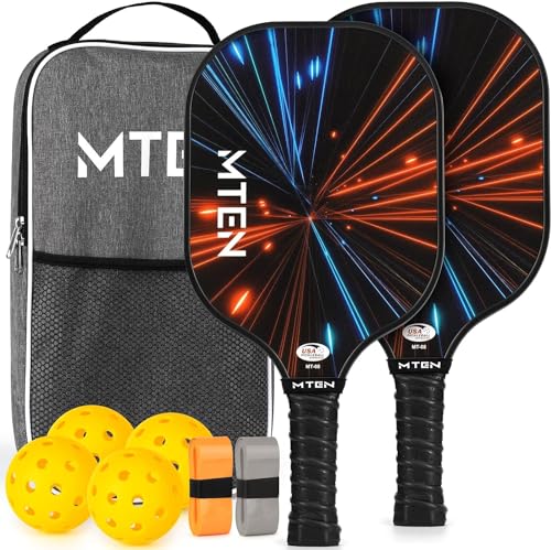 Pickleball Paddles Set of 2 or 4, or Single Paddle – USAPA Approved Fiberglass Surface Pickleball Rackets Set for Men & Women - color: Black Red*2