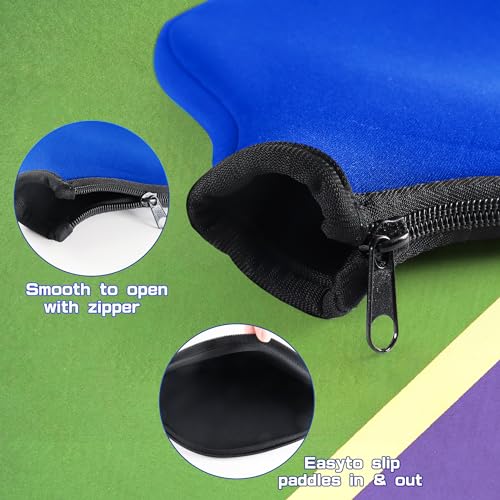 2 PCS Pickleball Paddle Covers, Durable Neoprene Universal 8.26 x 11.8Inch Zippered Racket Sleeve Storage Bag, Fits USAPA Standard Pickleball Racquets - color: Blue