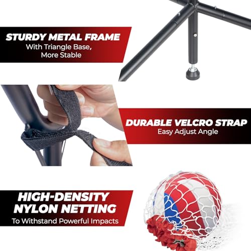 PLAYAPUT Volleyball Setter Training Net，Height & Angle Adjustable Volleyball Training Net with Metal Frame，Tripod Base for Indoor and Outdoor，Volleyball Training Equipment for Setting,Serving,Spiking