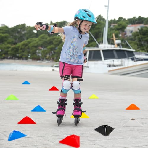 Tlence 48 Pack Soccer Cones for Training, Flexible Agility Disc Cones with Carry Bag and Strap, Mini Sports Practice Equipment for Football Basketball Drills (8 Colors)