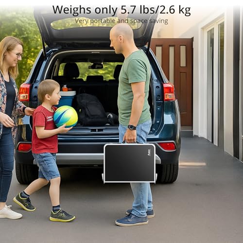 Folding Camping Table, Aluminum 24" x 16" Adjustable Height Small Folding Table with Carrying Handle, Lightweight, Portable Camping Table Waterproof for Outdoor Indoor Picnic Beach BBQ (Black)