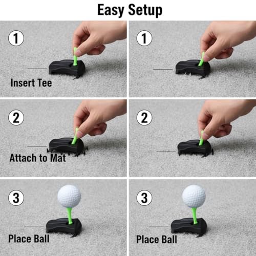 4PCS Turf Base V3, Hinged Turf Tee for Artificial Turf, Unbreakable Golf Tees for Simulator, Pre-Cut Tee Variety Packs & Golf Tee Holder for Artificial Turf, Indoor Outdoor Home Training