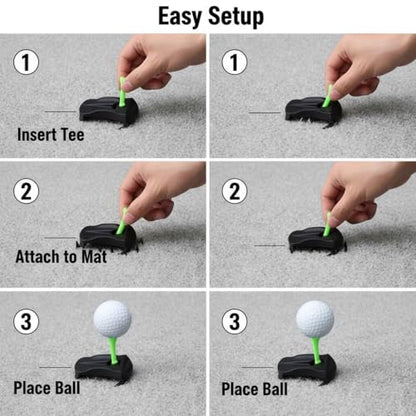 4PCS Turf Base V3, Hinged Turf Tee for Artificial Turf, Unbreakable Golf Tees for Simulator, Pre-Cut Tee Variety Packs & Golf Tee Holder for Artificial Turf, Indoor Outdoor Home Training