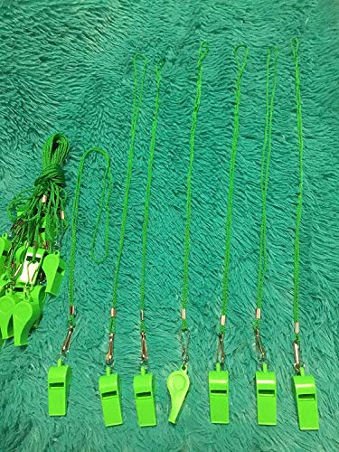 20 Pcs Plastic Loud Whistles with Lanyard for Referee Coaches Basketball Football Sports Training Game Event Lifeguard Survival Emergency Fun School Kids Tool Set Suppliers - color: Green