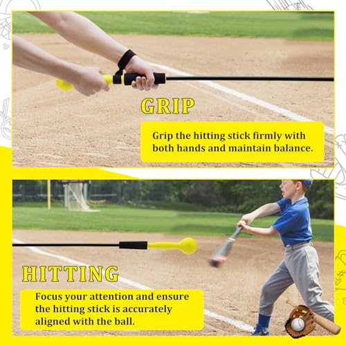 Baseball Hitting Stick,Batting Practice Equipment for Baseball and Softball,Extended Handlebar with Grip Strap,Ideal One-on-One Baseball Training Equipment - style: Softball & Baseball Swing Trainer