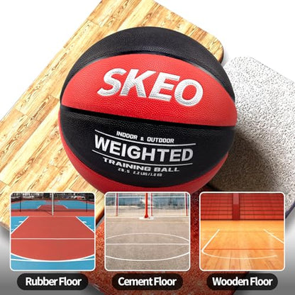 SKEO Weighted Basketball, 2.2/3/3.3LBS 28.5"/29.5" Trainer Heavy Basketballs Made of Composite, Indoor Outdoor Training Ball for Improving Handling Dribbling Rebounding - size: Size 6 Women & Youth -2.2LBS/1KG