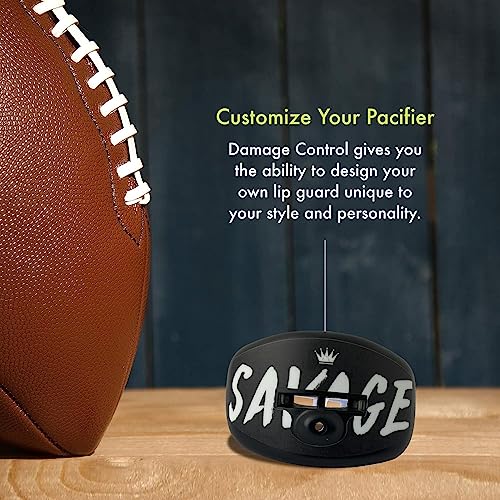 DAMAGE CONTROL Pacifier Mouthpiece – Football Mouthguard with Helmet Strap, Protects Teeth, Jaw & Mouth – Mouth Piece for Sports, No Boiling, Allows Airflow – Gear for Adults & Youth (Savage) - color: Savage